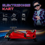 Elektrisches Go-Kart für Kinder, Gummiräder, 3-8 km/h, mit Lichtern und Musikfunktion, Rot