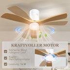 Deckenventilator mit LED-Licht, 6 Geschwindigkeiten, Fernbedienung, Hellbraun