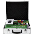 500-Piece Poker Chips Set with Card Shuffler, Card Shoe, Case, Casino Texas Holdem Poker Set with Mat, Silver Tone