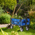  Bollerwagen Handwagen mit faltbar Bremsen Verstellbarem Griff Transportwagen 68 KG Belastbar, Strandwagen Gartenwagen für Strand Garten Einkauf Shopping