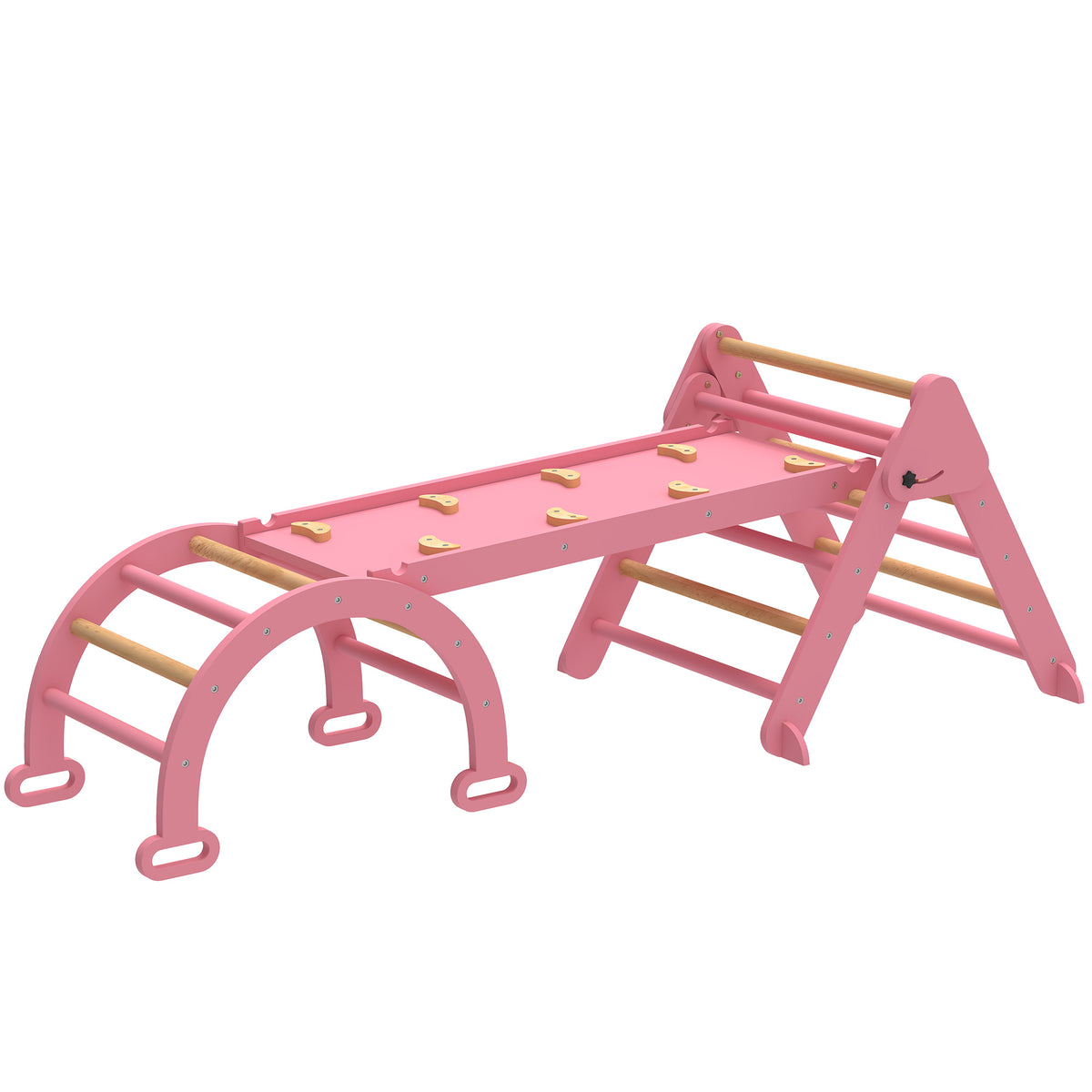 Klettergerüst Indoor, 7 in 1 klappbar Kletterdreieck mit Rutsche, Kletterbogen