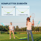 2 in 1 Badmintonnetz 4 m mit Ständer Volleyballnetz Verstellbar