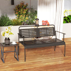 -Sitzer Gartenbank, wetterfest Sitzbank, wasserabweisend Gartenmöbel mit Rücken- & Armlehnen 121 x 64 x 84cm, Schwarz