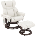 Relaxsessel mit Massagefunktion und Fu?hocker, Liegesessel, Kunstleder, 79 x 82 x 101 cm, Cremewei?