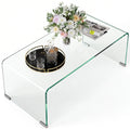 Stabiler Couchtisch aus Glas, einteiliges Design, schlicht und modern, 80 x 45 x 35 cm, Transparent