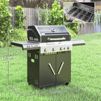 Gasgrill 12 KW Grillwagen inkl 5 Brenner Seitenkocher Rolle Deckel Thermometer Seitenablagen 135 x 54 x 110 cm