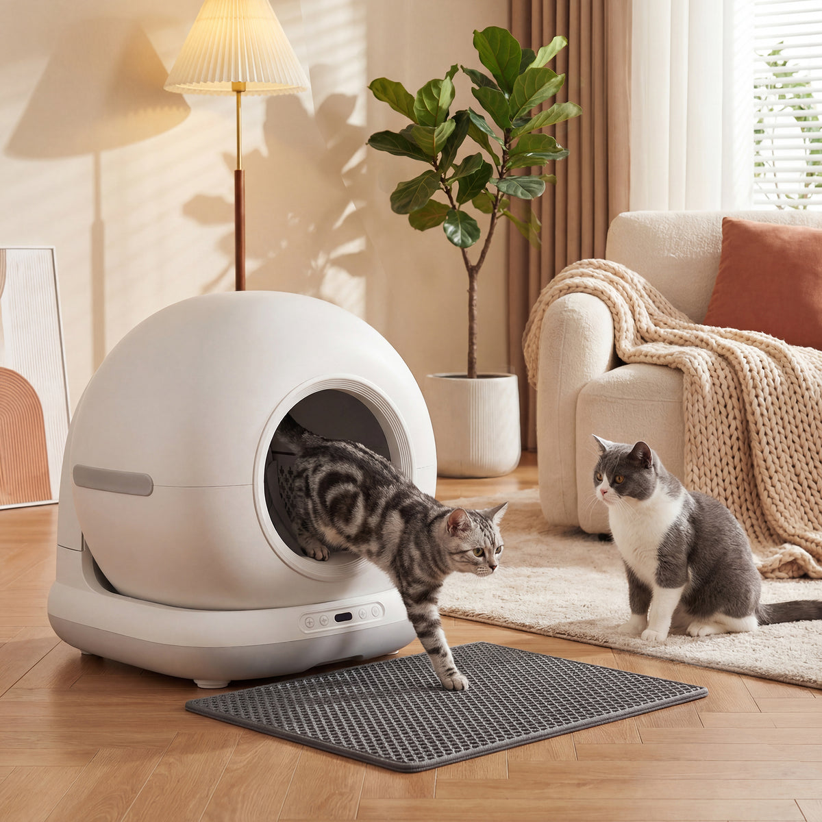 Selbstreinigende Katzentoilette, XL 72L Katzenklo Selbstreinigend mit HD-Kamera, App-Steuerung Müllbeutel, für 1-12 kg