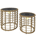 Solar Stehlampe 2er Set Rattan Solarlampen mit Lichtsensor LED Solarleuchte im Boho-Stil IP44