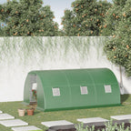  Foliengewächshaus begehbares Polytunnel 4,5 x 3 m Gewächshaus mit 6 Fenster Treibhaus Frostschutz Stahlrohr Dunkelgrün
