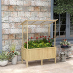 Hochbeet mit Dach, Drainagel?cher, Vliesauskleidung, wetterfest, Tannenholz, 110x60x152 cm