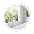 Round Bathroom Mirror with LED Lights, Wall Mount Dimmable Makeup Mirror with 3 Temperature Colours, Defogging Film and Memory Function, Frameless, Hardwired, 60 x 60 cm