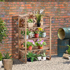 3-Tier Wooden Plant Stand Shelf, Flower Pot Holder Display Rack for Outdoor Indoor, 75 x 38 x 120cm