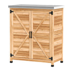 Gartenschrank mit Pflanztisch Holz Geräteschuppen mit verzinkter Arbeitsplatte 2 Regalböden Doppeltür, 79 x 43 x 92cm