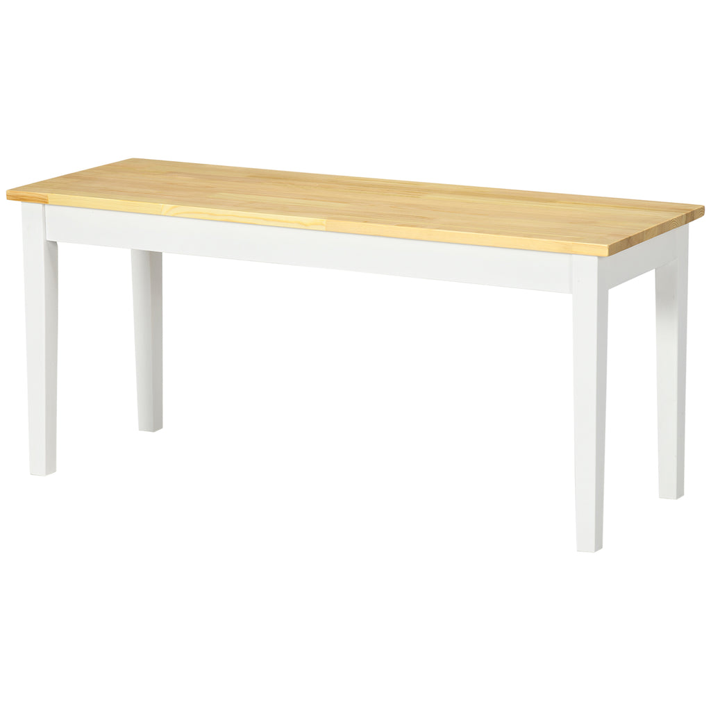 102 cm Wood Dining Bench for 2 People, Wooden Bench for Kitchen, Dining Room, Entryway, White