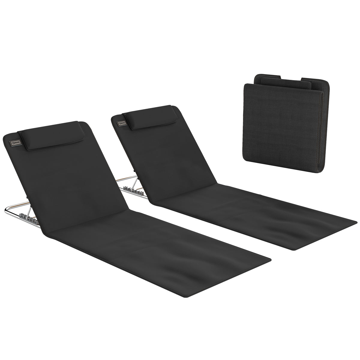 Strandliege Sonnenliege Gartenliege, klappbar, verstellbare R¨¹cklehne, Seitentasche, 48 cm x 134 cm x 33-43 cm, Schwarz