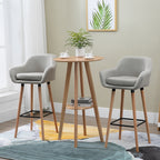 Set of 2 Bar Stools Modern Upholstered Seat Bar Chairs w/ Metal Frame, Solid Wood Legs Living Room Dining Room Fabric Furniture - Beige