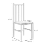 2er-Set Küchenstühle Esszimmerstühle Stühle, Massivholz, modernes Design, 38, 5 cm x 47,5 cm x 99 cm, Weiß