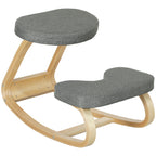 Kniestuhl, Ergonomischer Kniehocker mit Leinenoptik, Basis aus Birkenholz zur Verbesserung der Nackenschmerzen