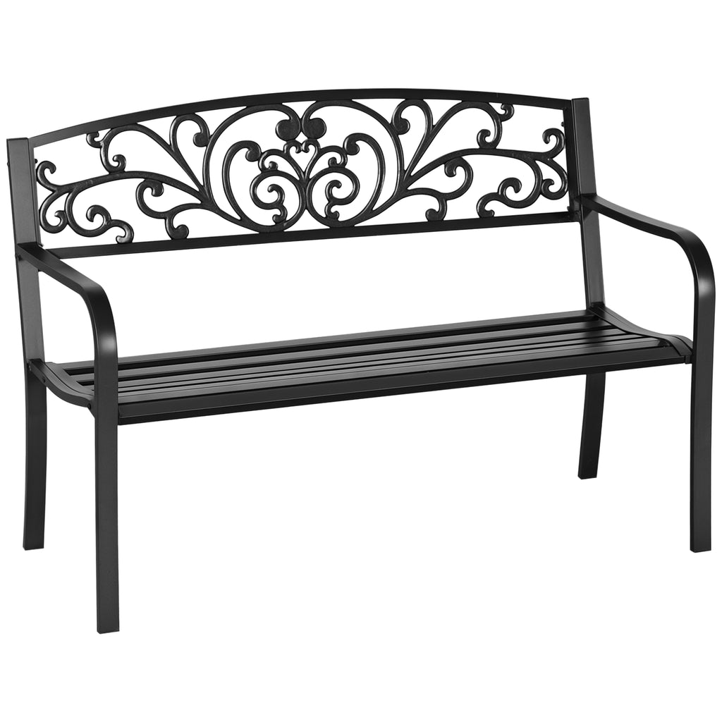 2-Seater Garden Bench, Steel-Black