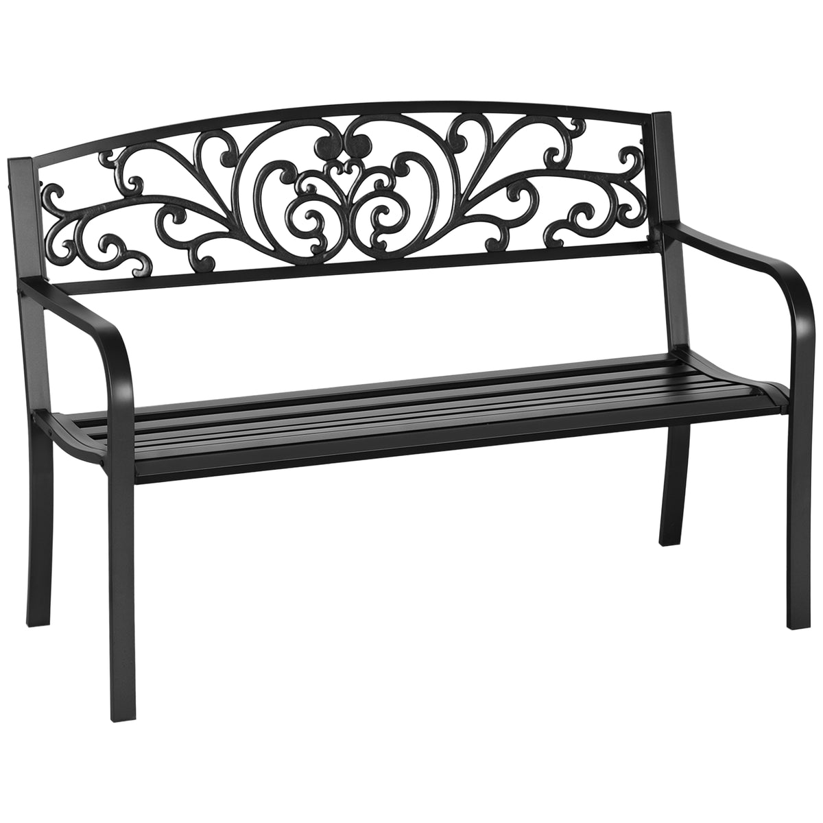 2-Seater Garden Bench, Steel-Black