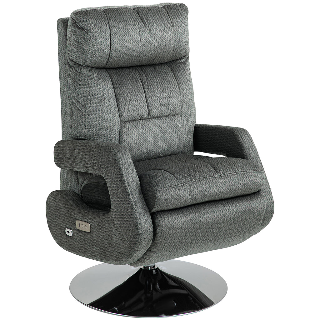 Recliner-Sessel, Elektrischer Polstersessel mit USB-Anschluss und Fu?st¨¹tze, Samtoptik, drehbar, verstellbar, Grau