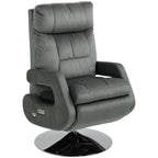 Recliner-Sessel, Elektrischer Polstersessel mit USB-Anschluss und Fu?st¨¹tze, Samtoptik, drehbar, verstellbar, Grau