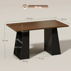 Schreibtisch mit 4 offenen Ablagen, Industrial Design, 140 cm, Braun-Schwarz