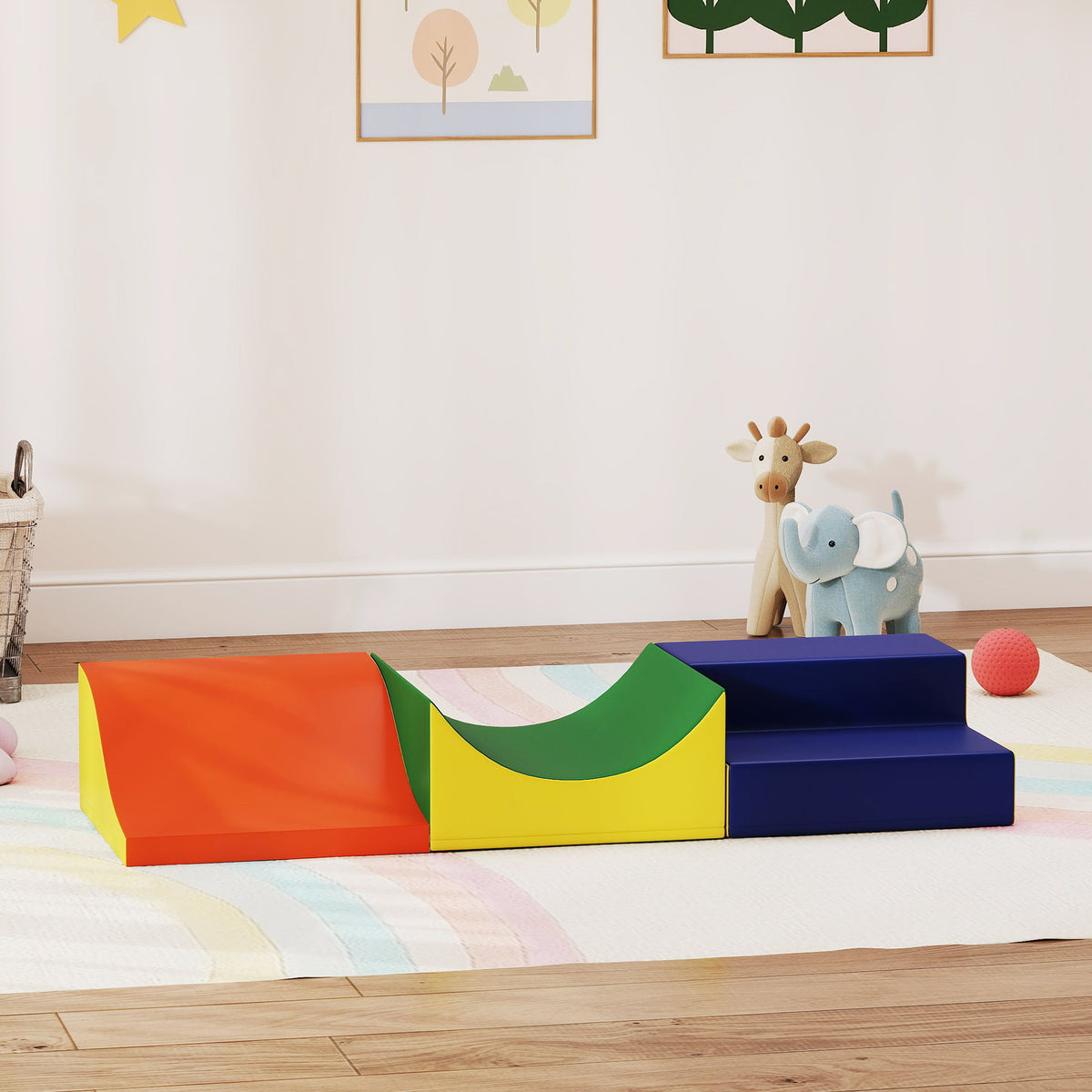 3-teiliges Kletter- und Krabbelset f¨¹r Kleinkinder, Kunstleder, Schaumstoff, Gelb