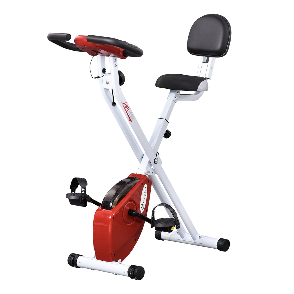 Heimtrainer mit Magnetwiderstand, 8-Stufen, höhenverstellbar, LCD-Display, Rot + Weiß