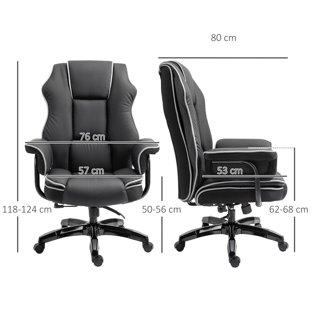  B¨¹rostuhl, Ergonomisch Schreibtischstuhl mit Liegefunktion, Drehfunktion, H?henverstellbar Computerstuhl f¨¹r Home-Office, Kunstleder, Schwarz