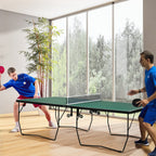 9FT Folding Tennis Table, with 8 Wheels, for Indoor Use, Green