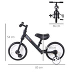 Kinder Laufrad ab 2-5 Jahre Lauflernrad mit Stützrädern, Pedalen, Höhenverstellbarem Sitz, Spielzeug Balance Bike für Kleinkinder Erste Geburtstag Geschenk, Schwarz