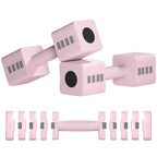 Adjustable Dumbbell Set of 2, Each 1/2/3/4/5 kg Weight, 5-in-1 Weights Dumbbells Set with Non-Slip Handle, Pink