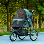 Foldable Pet Stroller Jogger, with Three Wheels, Canopy, for Medium and Small Dogs, Green