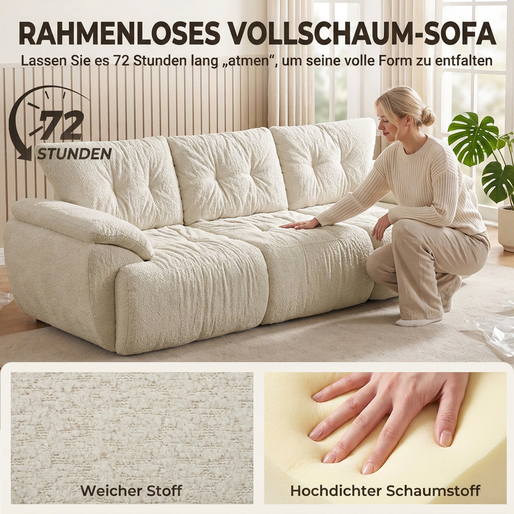 3-Sitzer-Sofa, 260 cm, Chenille, rahmenloses Modulsofa mit extra breiter, tiefer Sitzfläche, breiten Armlehnen