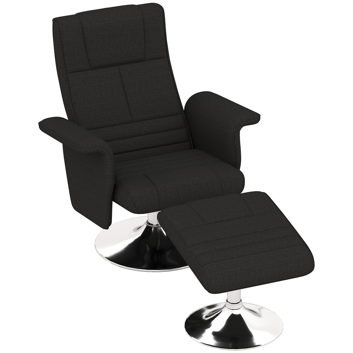 Massagesessel mit Hocker, neigbare Lehne, 78 x 95 x 88 cm, Schwarz