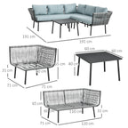 Rattan Gartenmöbel-Set für 4 Personen Sitzgarnitur mit Kissen für Balkon Alu Grau