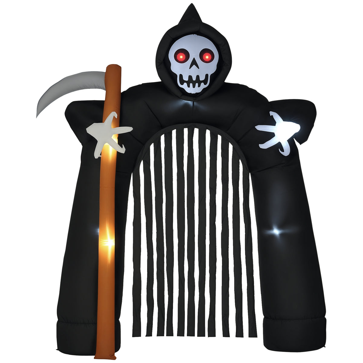 Große Halloween-Gartendekoration Sensenmann-Torbogen selbstaufblasbar LED-Beleuchtung 2,85 m