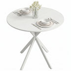 80cm Industrial Round Dining Table - White