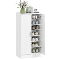 Schuhschrank mit Soft-Close-Scharnieren, verstellbare Regale, 6-stufiges Schuhregal für Flur, Eingangsbereich, für 14 Paare, 55 x 35 x 108 cm, Holz, Weiß
