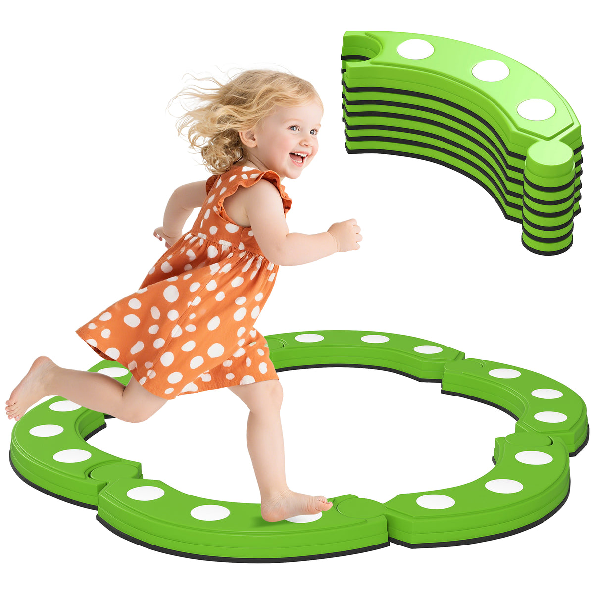 Balancebalken, 6 gebogene Segmente, sensorische Erhebungen, 50 kg Tragkraft, Gr¨¹n