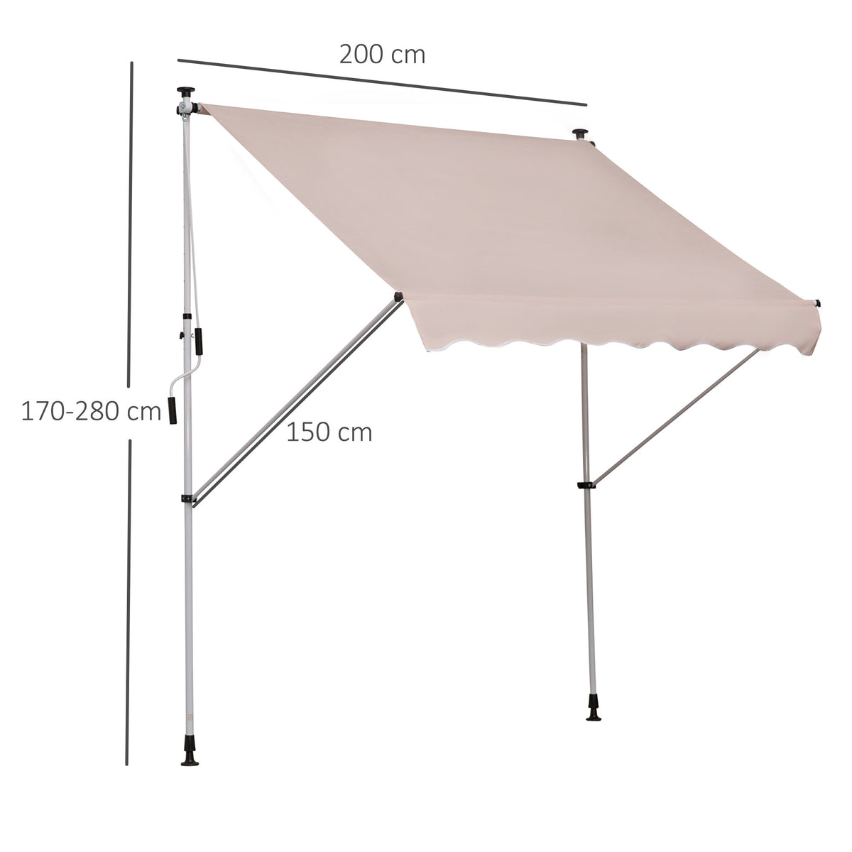 2x1.5m  Adjustable Outdoor Aluminium Frame Awning Beige