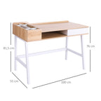  Computer Desk, Writing Desk, Study Workstation with Drawer, Storage Compartments, Cable Management, Laptop Table, Metal Frame, 100 x 55 x 81.5cm, Oak and White
