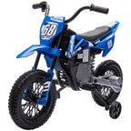 Elektro-Motorrad f¨¹r Kinder, 12V Kindermotorrad mit Musik, Kinderfahrzeug mit Trainingsr?dern, 3-6 Jahre, Blau