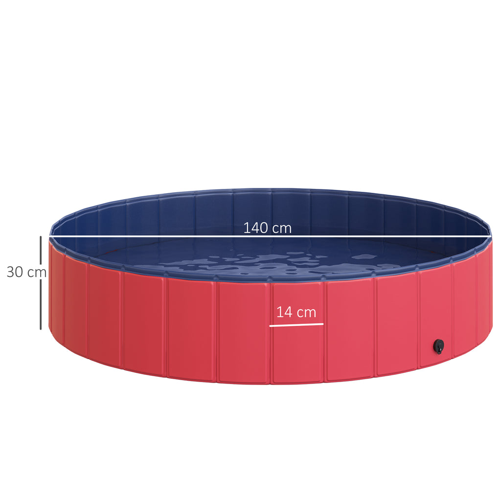 Hundebadewanne faltbar Badewanne Hundepool Plantschbecken Swimmingpool Wasserbecken f¨¹r Hunde und Katzen Schwimmbecken Kunststoff+Holz Rot ?140 x H30 cm