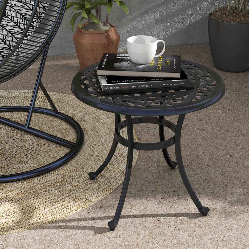 Gartentisch Loungetisch Balkontisch, Vintage-Design, 60 x 60 x 53 cm, Schwarz