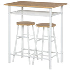 Bartisch Set Bartisch mit 2 Barhockern Essgruppe Küchentisch mit Lagerregal Esstisch für Esszimmer, Küche, Weiß