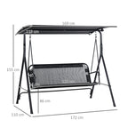  2-Sitzer Hollywoodschaukel Outdoor Gartenliege UV-beständig Hochwertiges Metallrohr winkeleinstellbar Schwarz