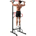 Steel Multi-Use Exercise Power Tower Pull Up Station Adjustable Height W/ Grips