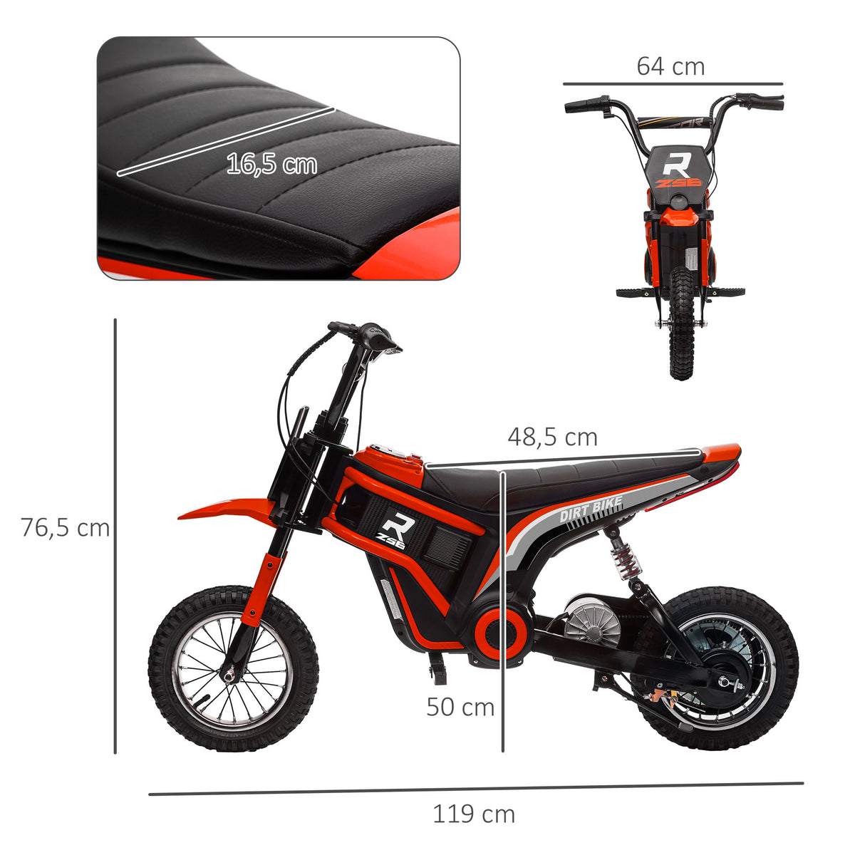 Elektro-Motorrad f¨¹r Kinder, 24V Kindermotorrad mit Hupe, Leuchte, mit Drehgriff-Gashebel, 8-16 km/h, 8-12 Jahre, Rot